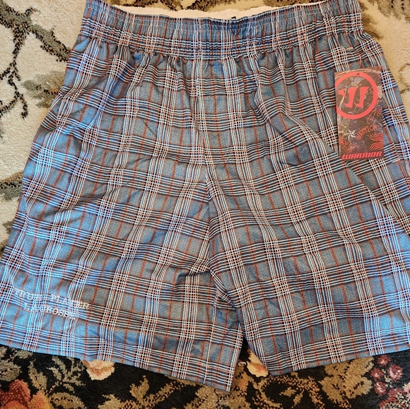 Nwt Mens Warrior Plaid Blue and Orange Shorts - Picture 2 of 9